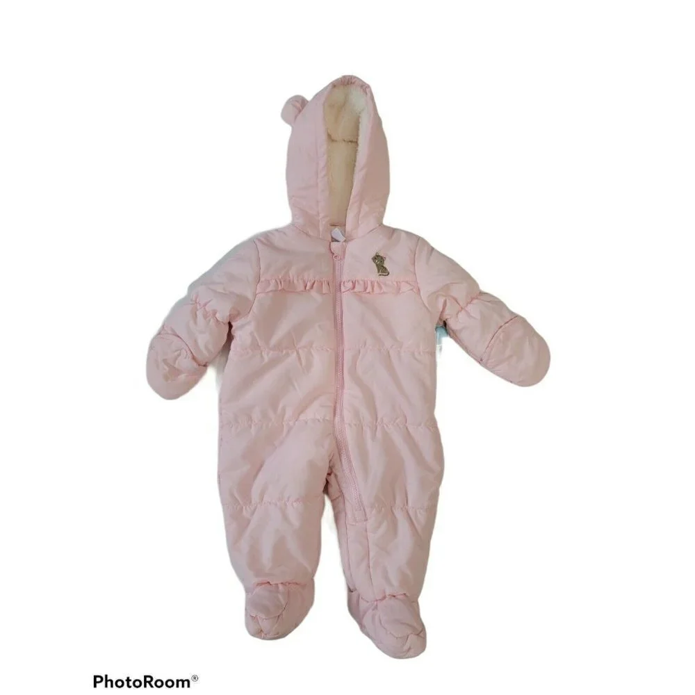 NWT Carter's Pink Baby Girl Winter Suit With Hand